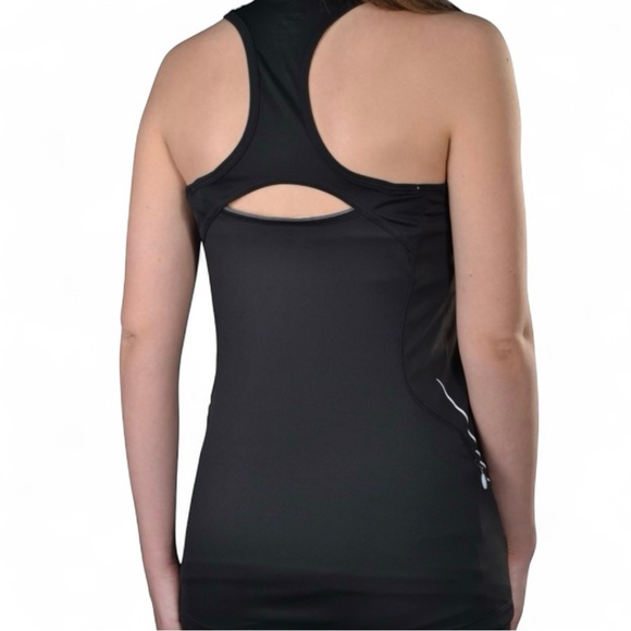 New Adidas Black Racerback Athletic Tank Top Reflective Detail Zip Pocket Size M - Picture 5 of 9